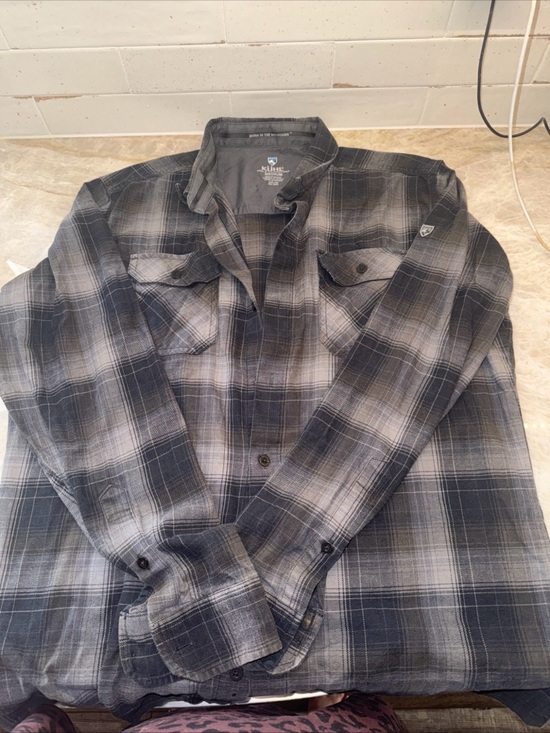 Kuhl Other - Kuhl Men's Black and Gray Plaid Dillingr Flannel Shirt, Size Medium